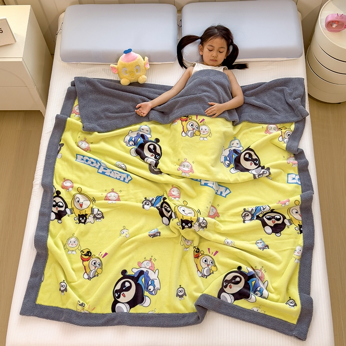 91家纺网 家纺一手货源 找家纺 云恋家纺 2025新款儿童卡通加厚牛奶绒北极绒双层绒毛毯 蛋仔兄弟