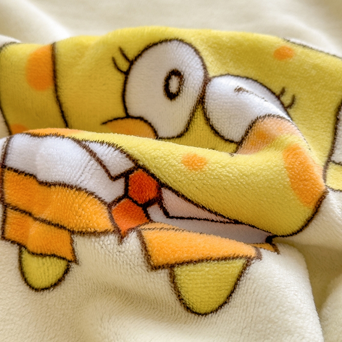 91家纺网 家纺一手货源 找家纺 云恋家纺 2025新款儿童卡通加厚牛奶绒北极绒双层绒毛毯 爱心海绵宝宝