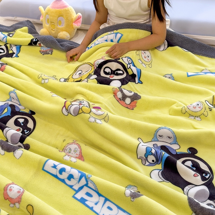 91家纺网 家纺一手货源 找家纺 云恋家纺 2025新款儿童卡通加厚牛奶绒北极绒双层绒毛毯 蛋仔兄弟