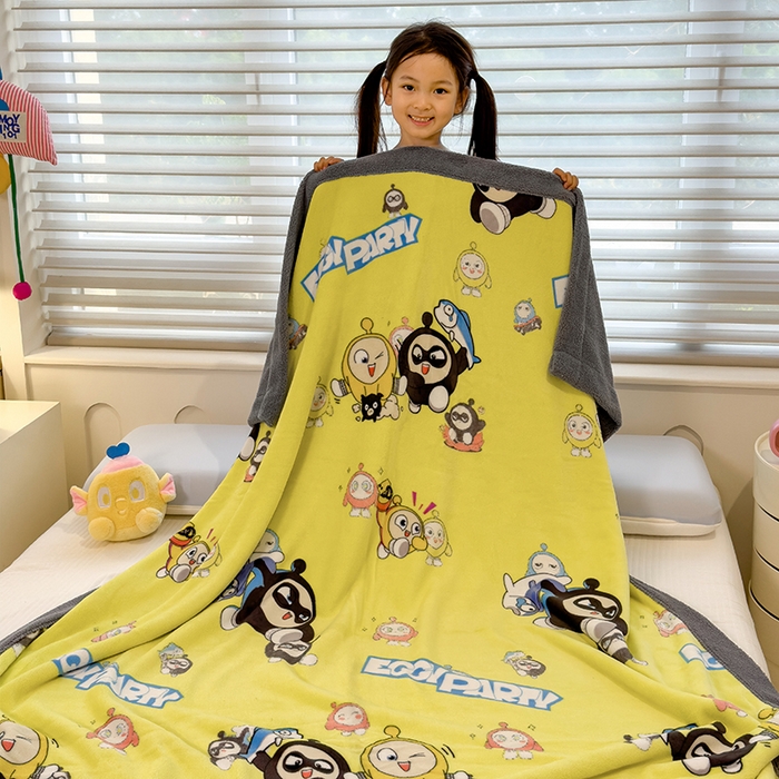 91家纺网 家纺一手货源 找家纺 云恋家纺 2025新款儿童卡通加厚牛奶绒北极绒双层绒毛毯 蛋仔兄弟