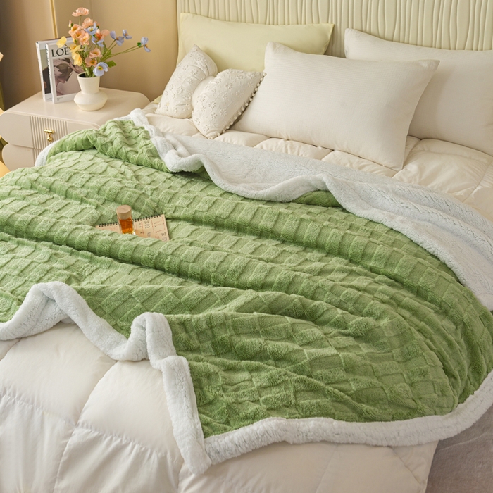 91家纺网 家纺一手货源 找家纺 （总）佳居缘 【双面绒-方格】 2025加厚保暖羊羔绒毛毯双层塔芙绒毯子跨境专供外贸出口定制