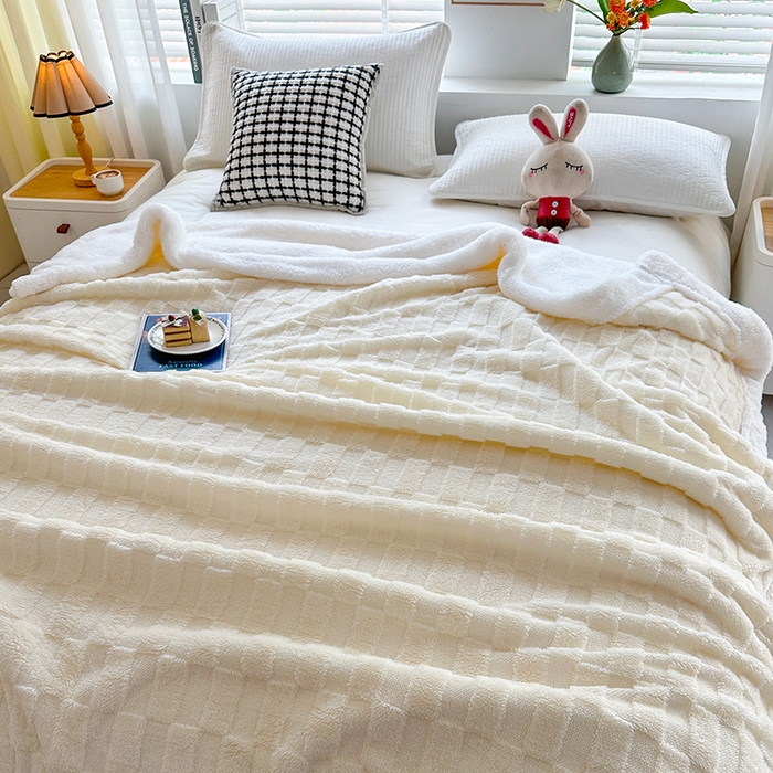 91家纺网 家纺一手货源 找家纺 （总）佳居缘 【双面绒-方格】 2025加厚保暖羊羔绒毛毯双层塔芙绒毯子跨境专供外贸出口定制