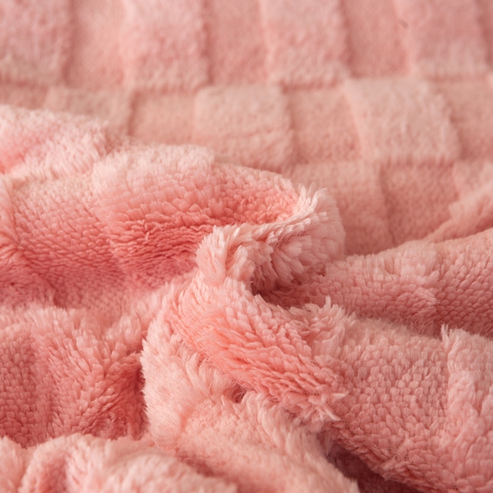 91家纺网 家纺一手货源 找家纺 佳居缘 【双面绒-方格】 2025加厚保暖羊羔绒毛毯双层塔芙绒毯子跨境专供外贸出口定制 方格-粉