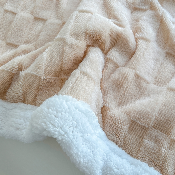 91家纺网 家纺一手货源 找家纺 佳居缘 【双面绒-方格】 2025加厚保暖羊羔绒毛毯双层塔芙绒毯子跨境专供外贸出口定制 方格-奶咖