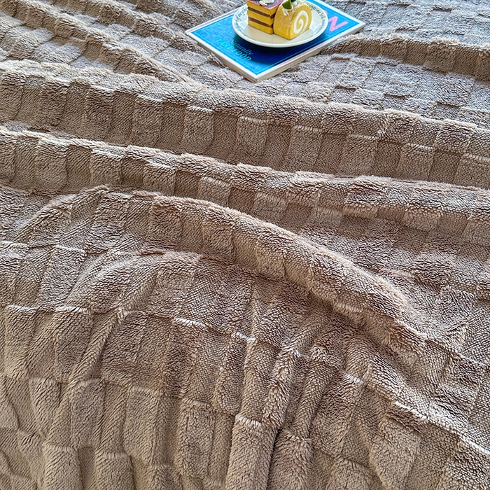 91家纺网 家纺一手货源 找家纺 佳居缘 【双面绒-方格】 2025加厚保暖羊羔绒毛毯双层塔芙绒毯子跨境专供外贸出口定制 方格-棕色