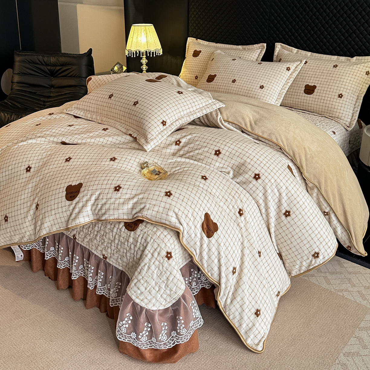 91家纺网 家纺一手货源 找家纺 栩裕纺织 2025新款加厚牛奶绒床盖四件套 米格