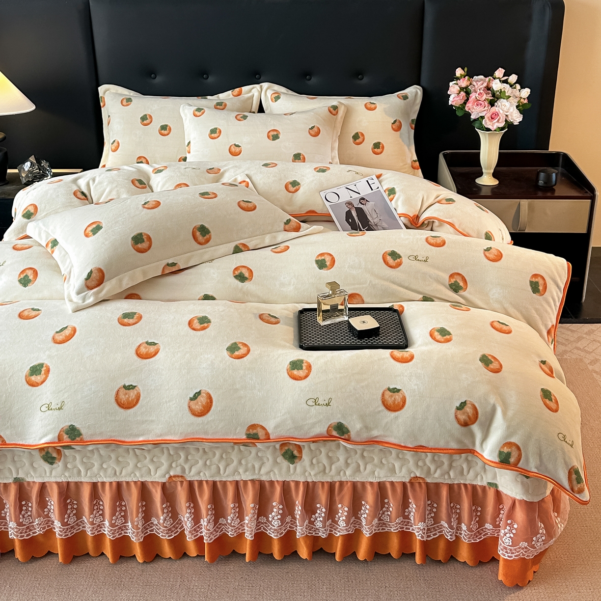 91家纺网 家纺一手货源 找家纺 栩裕纺织 2025新款加厚牛奶绒床盖四件套 柿柿如意