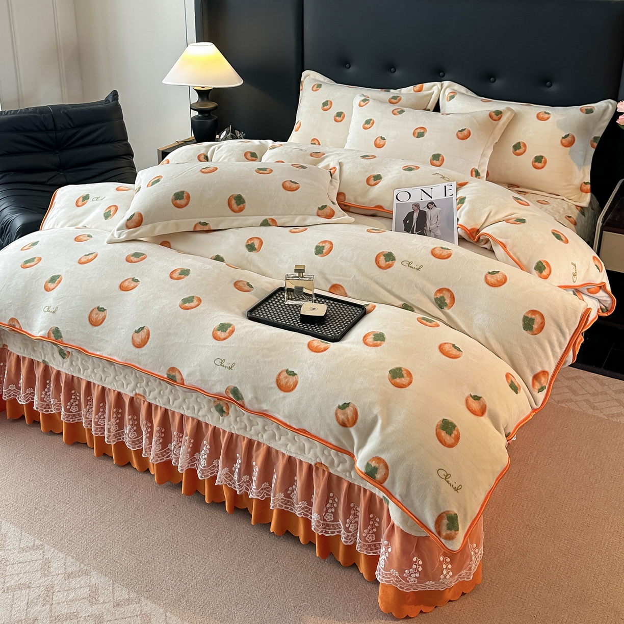 91家纺网 家纺一手货源 找家纺 栩裕纺织 2025新款加厚牛奶绒床盖四件套 柿柿如意