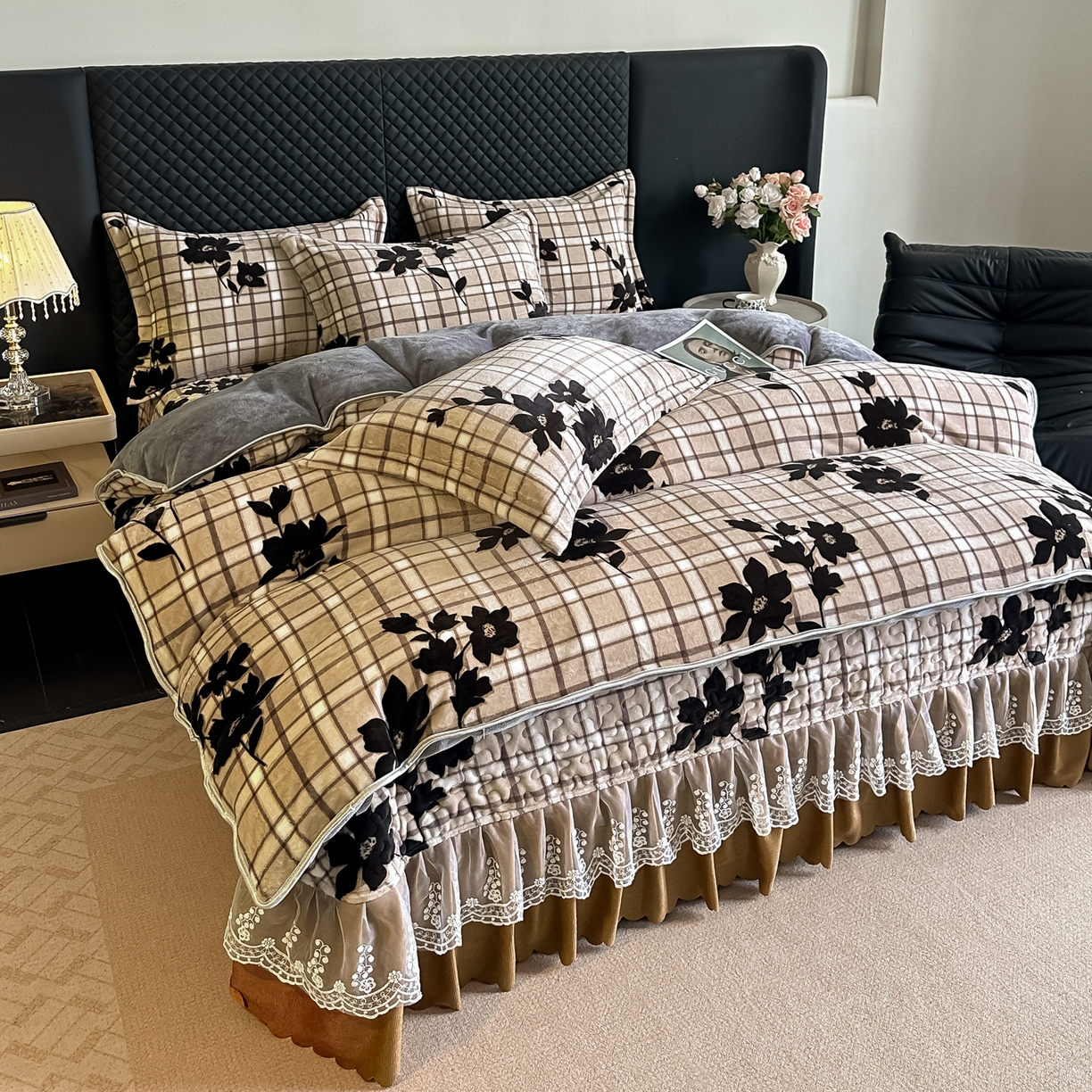 91家纺网 家纺一手货源 找家纺 栩裕纺织 2025新款加厚牛奶绒床盖四件套 素影