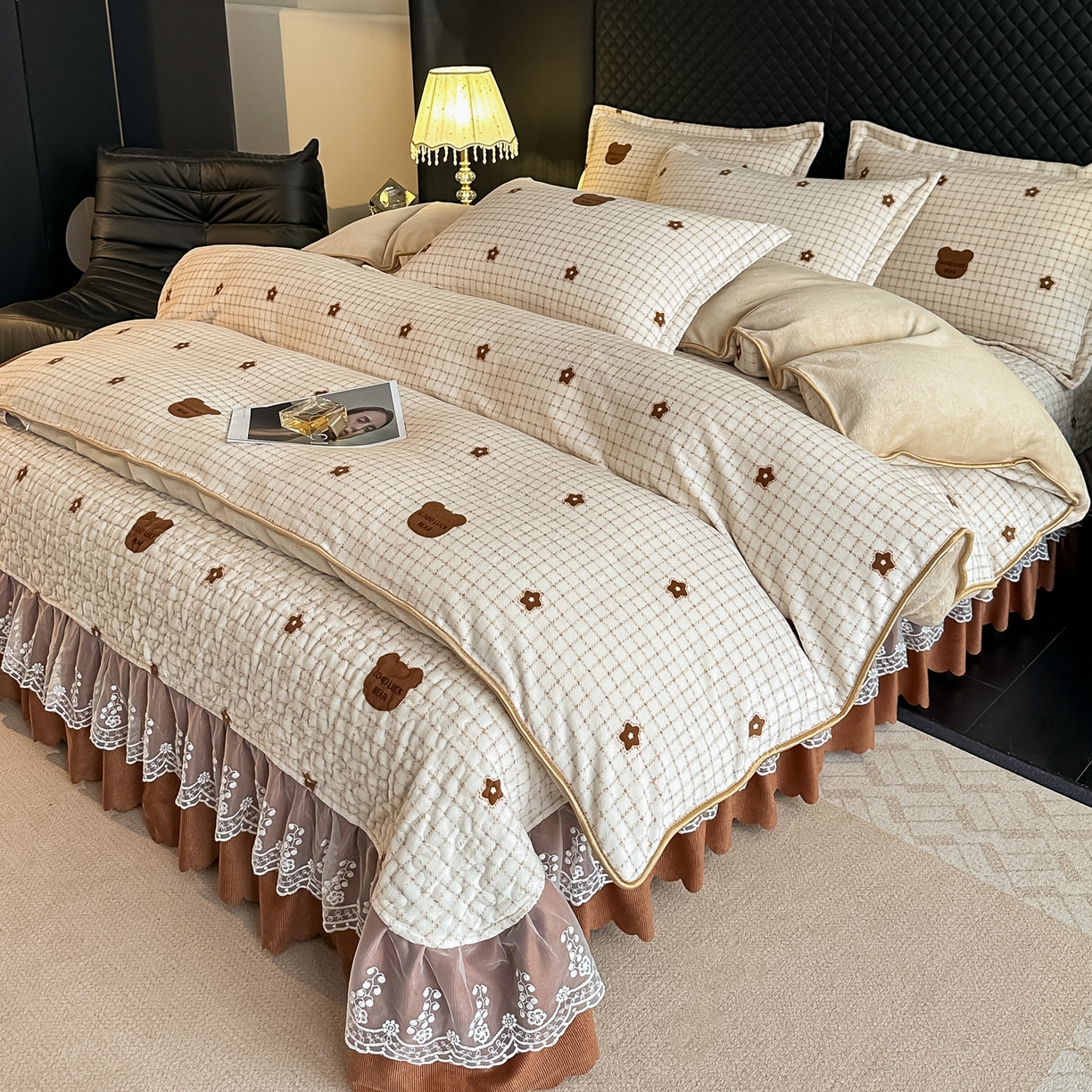 91家纺网 家纺一手货源 找家纺 凤杰家纺 2025新款加厚牛奶绒床盖四件套 米格