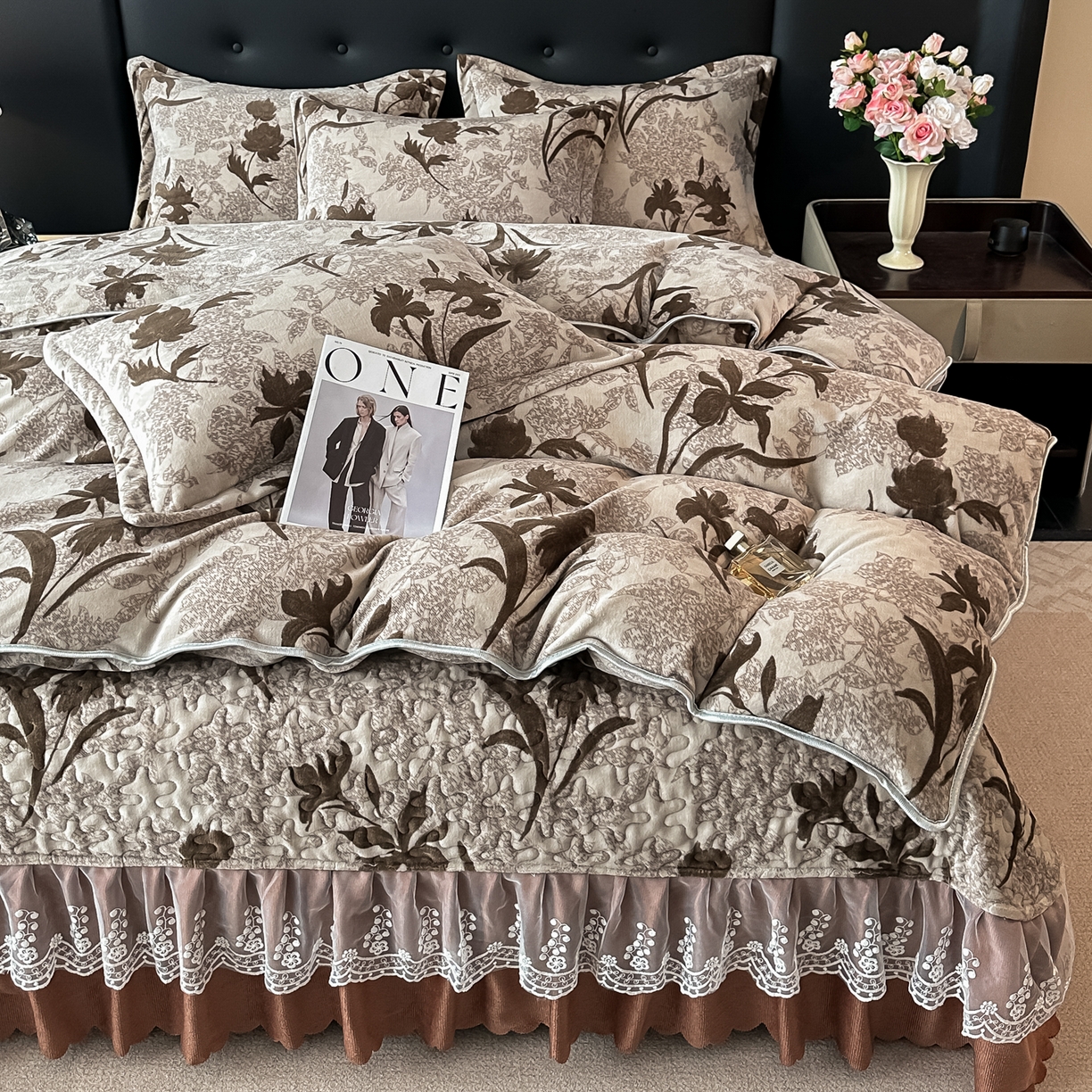 91家纺网 家纺一手货源 找家纺 凤杰家纺 2025新款加厚牛奶绒床盖四件套 赛琳娜