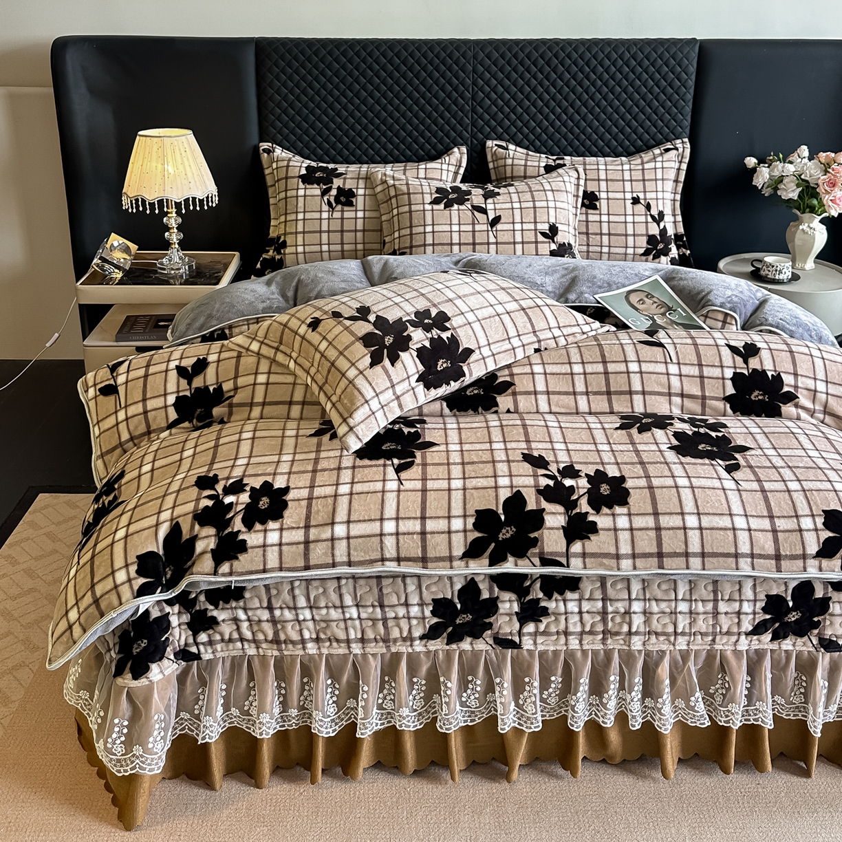 91家纺网 家纺一手货源 找家纺 凤杰家纺 2025新款加厚牛奶绒床盖四件套 素影