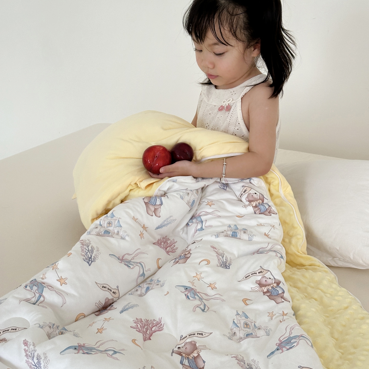 91家纺网 家纺一手货源 找家纺 小芽家居 2025新款儿童睡袋防踢被 深海熊游记