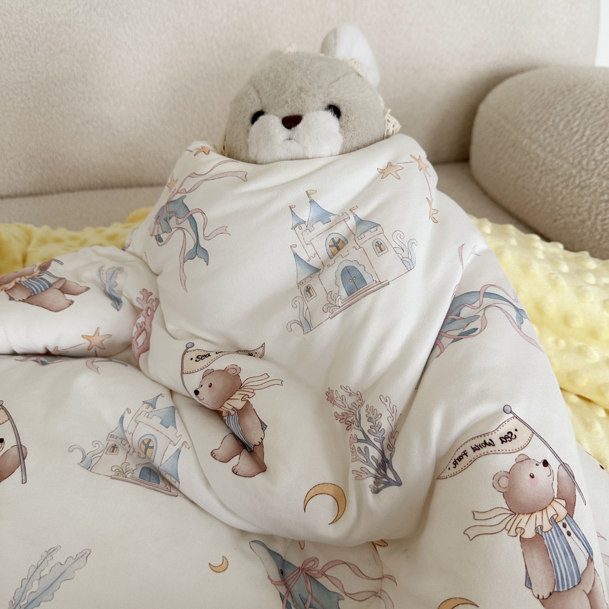 91家纺网 家纺一手货源 找家纺 小芽家居 2025新款儿童睡袋防踢被 深海熊游记