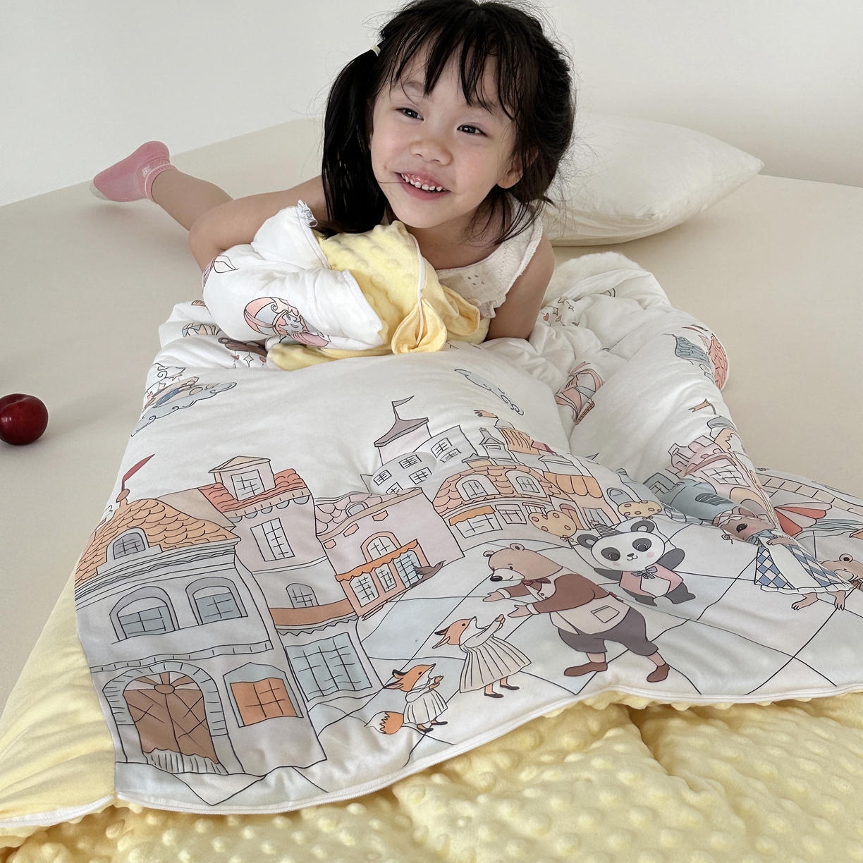 91家纺网 家纺一手货源 找家纺 小芽家居 2025新款儿童睡袋防踢被 欢乐城堡
