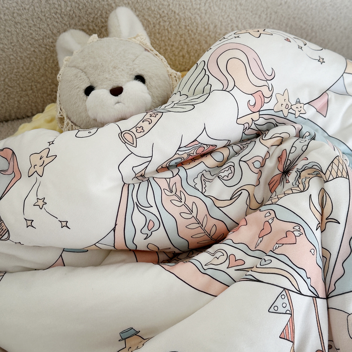 91家纺网 家纺一手货源 找家纺 小芽家居 2025新款儿童睡袋防踢被 欢乐城堡