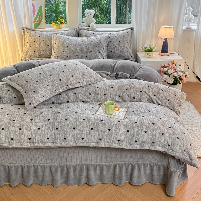 梓之赫 2025新款保暖舒适牛奶绒印花夹棉床盖四件套 约定