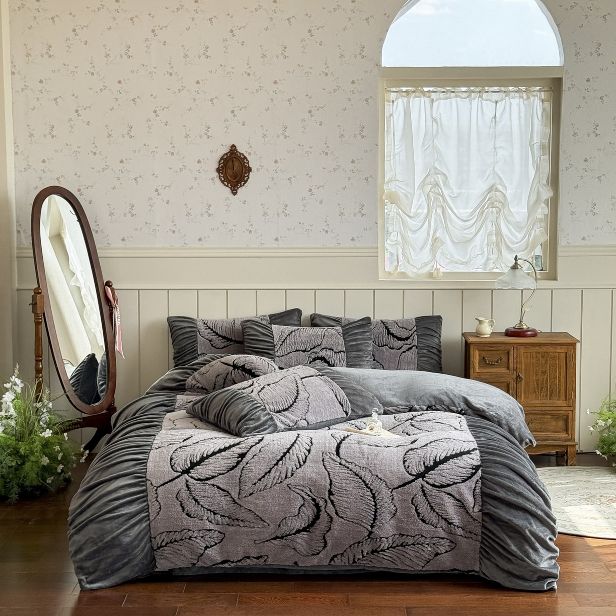 新印象 2025新款法式阳离子绒保暖床盖四件套 樊林深灰