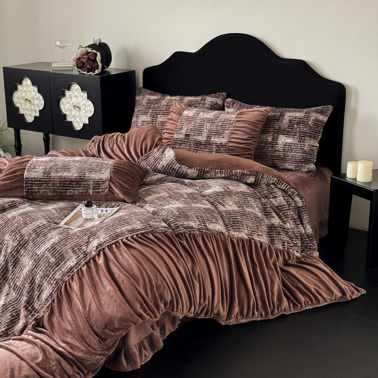 91家纺网 家纺一手货源 找家纺 新印象 2025新款复古法式兔毛绒保暖四件套 复古法式-爱莎