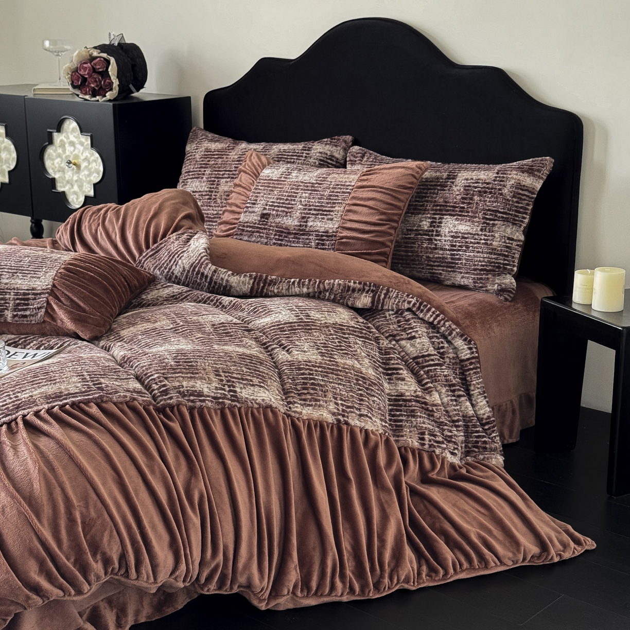 91家纺网 家纺一手货源 找家纺 新印象 2025新款复古法式兔毛绒保暖四件套 复古法式-爱莎