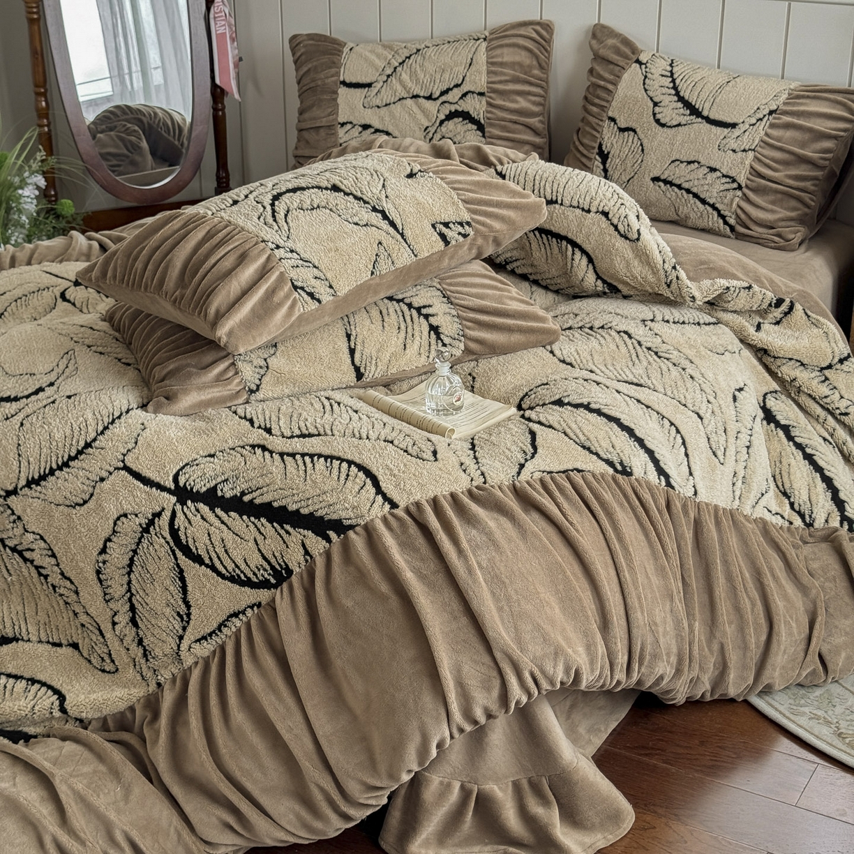 91家纺网 家纺一手货源 找家纺 新印象 2025新款法式阳离子绒保暖床盖四件套 樊林驼