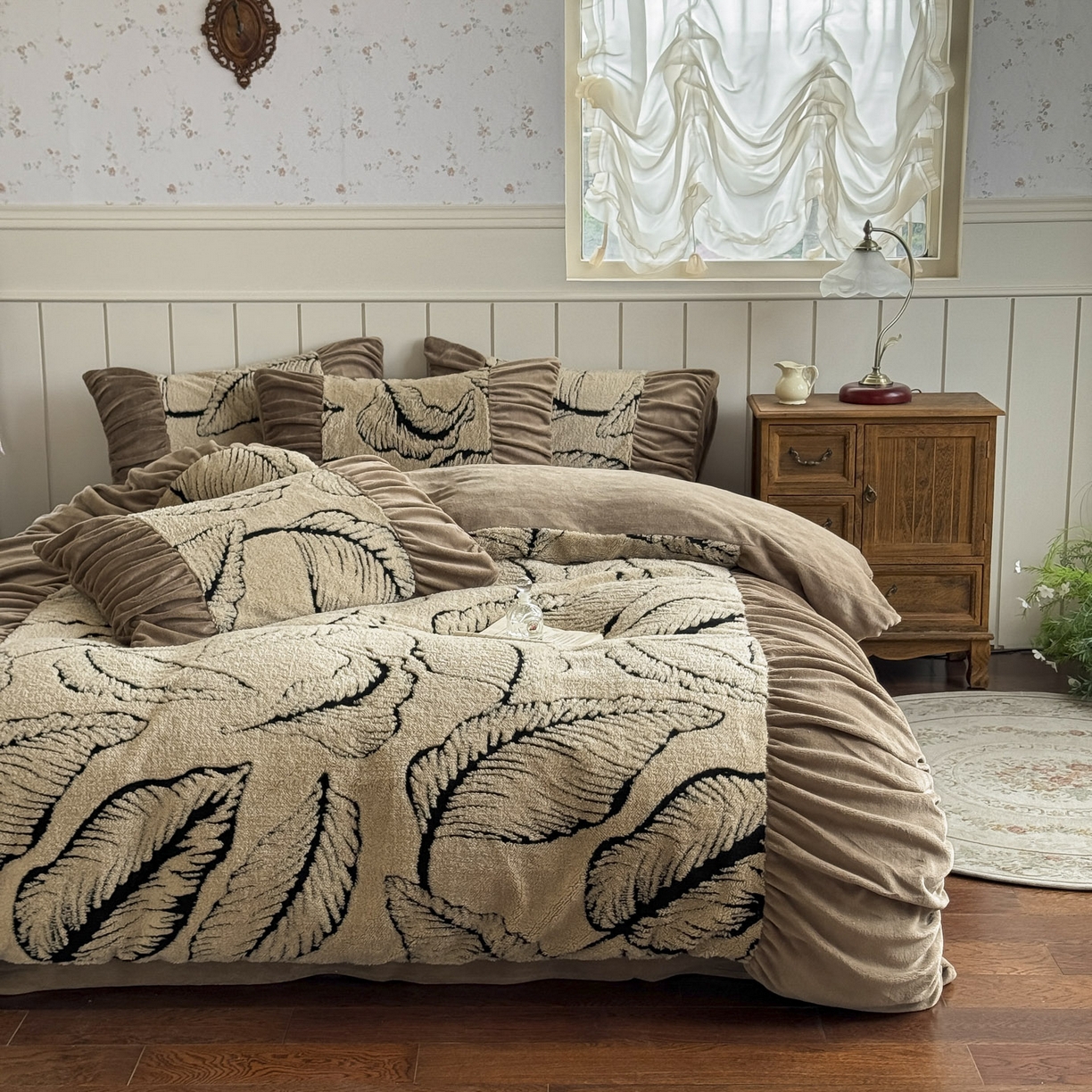 91家纺网 家纺一手货源 找家纺 新印象 2025新款法式阳离子绒保暖床盖四件套 樊林驼