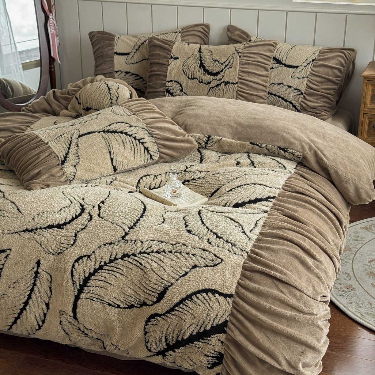 91家纺网 家纺一手货源 找家纺 新印象 2025新款法式阳离子绒保暖床盖四件套 樊林驼