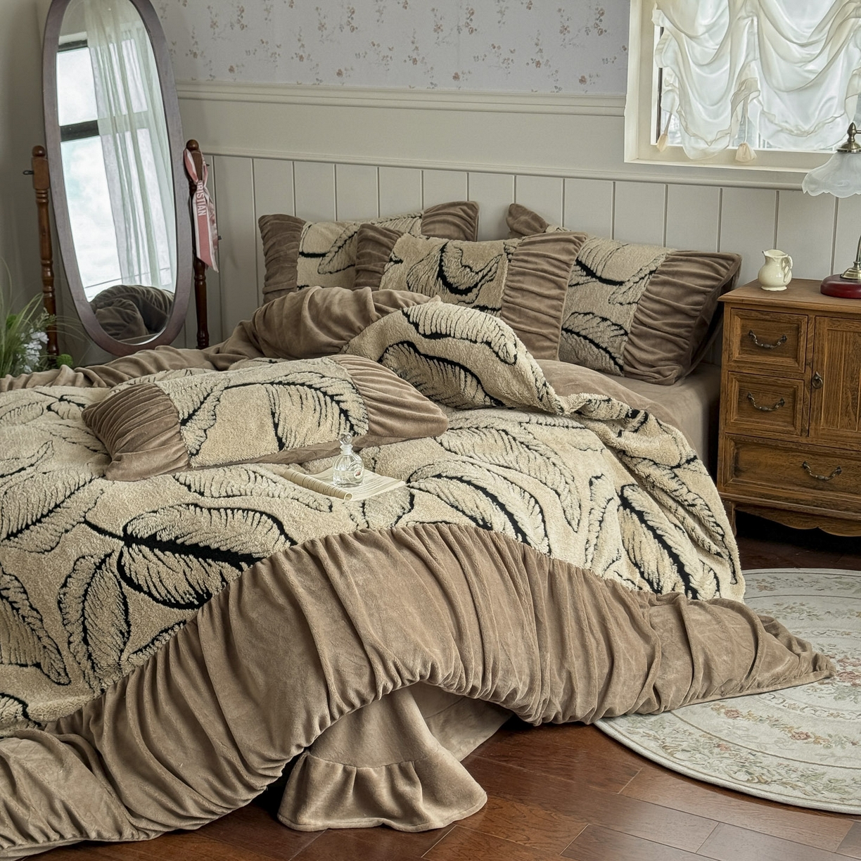 91家纺网 家纺一手货源 找家纺 新印象 2025新款法式阳离子绒保暖床盖四件套 樊林驼