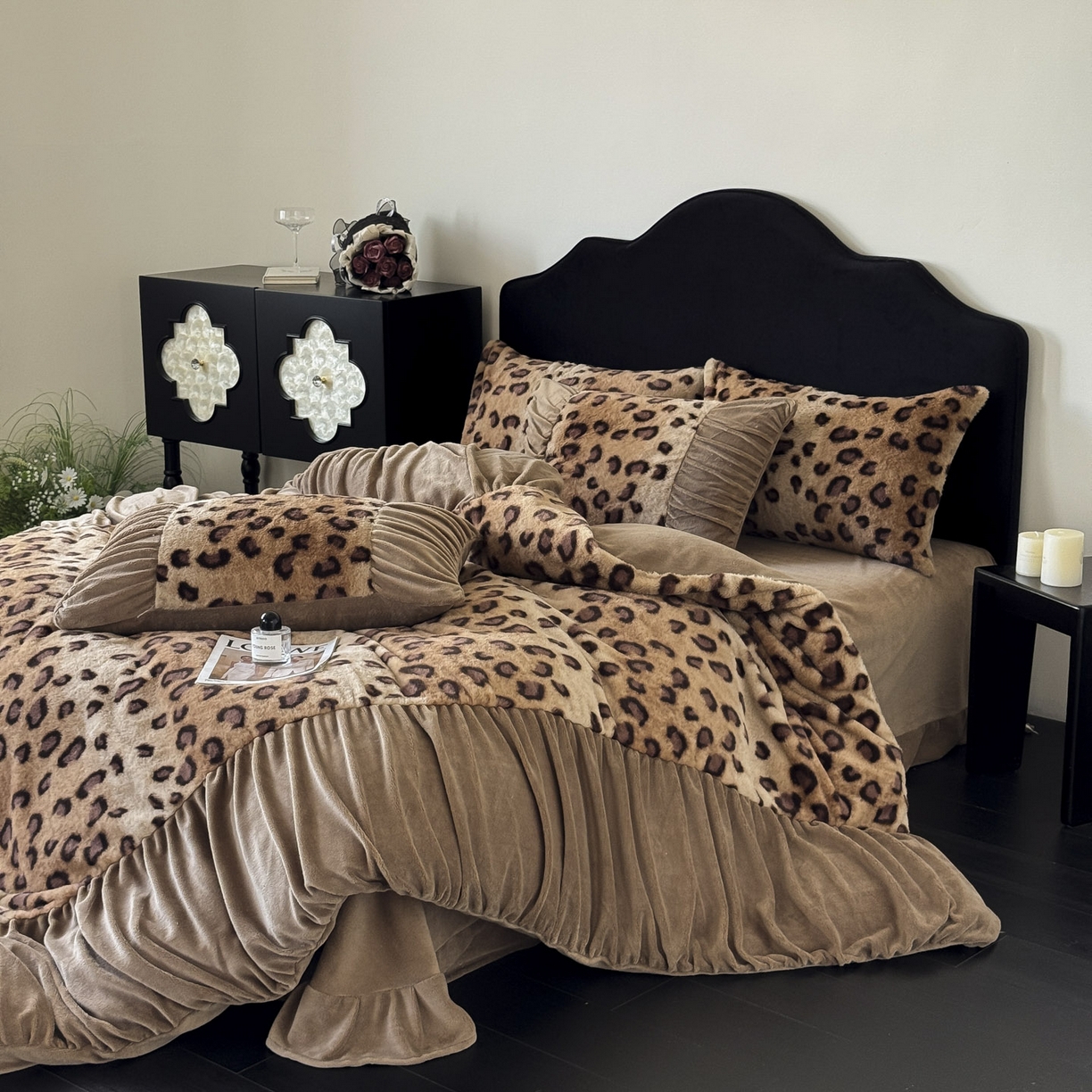 91家纺网 家纺一手货源 找家纺 新印象 2025新款复古法式兔毛绒保暖四件套 复古法式-豹纹