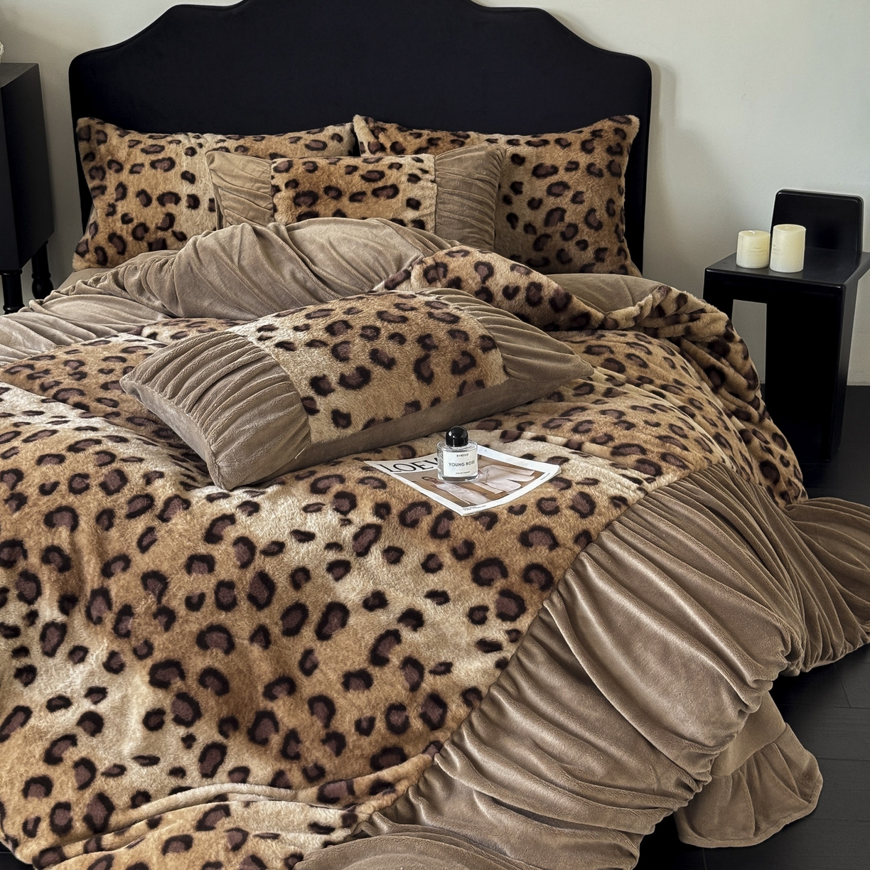 91家纺网 家纺一手货源 找家纺 新印象 2025新款复古法式兔毛绒保暖四件套 复古法式-豹纹