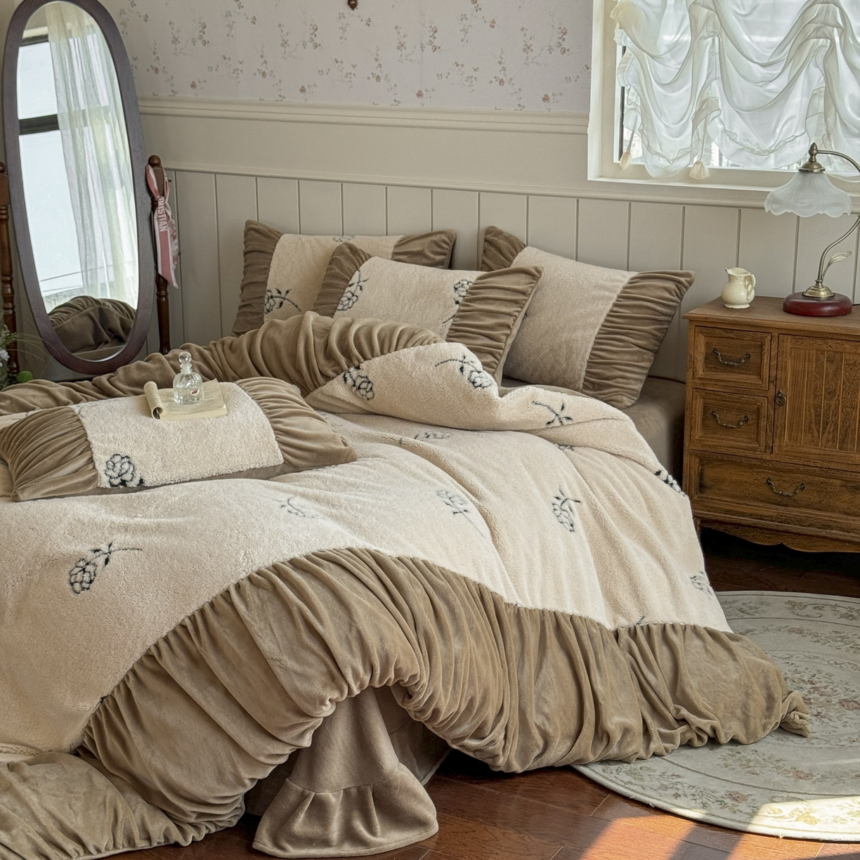 91家纺网 家纺一手货源 找家纺 新印象 2025新款法式阳离子绒保暖床盖四件套 赫本