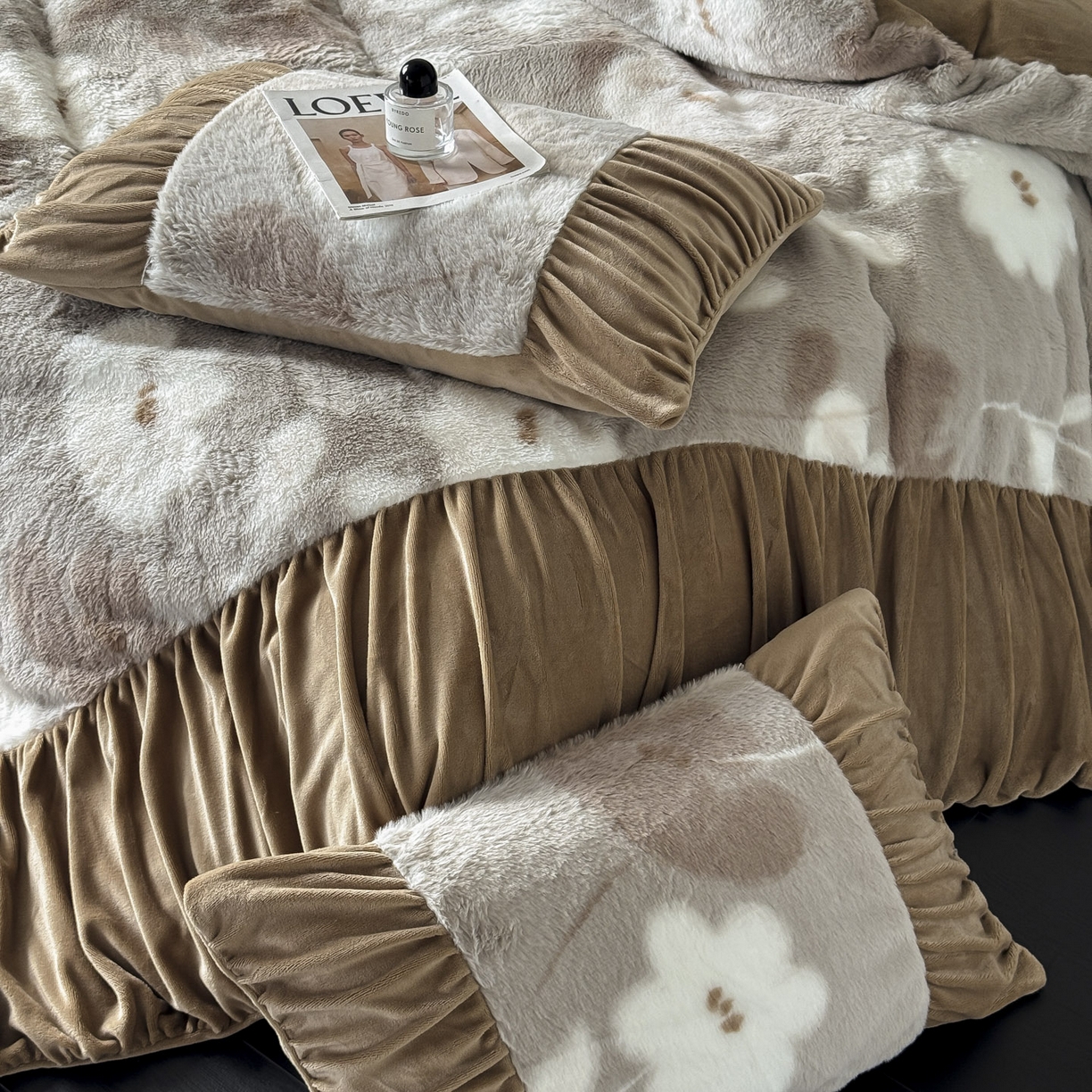 91家纺网 家纺一手货源 找家纺 新印象 2025新款复古法式兔毛绒保暖四件套 复古法式-芙微