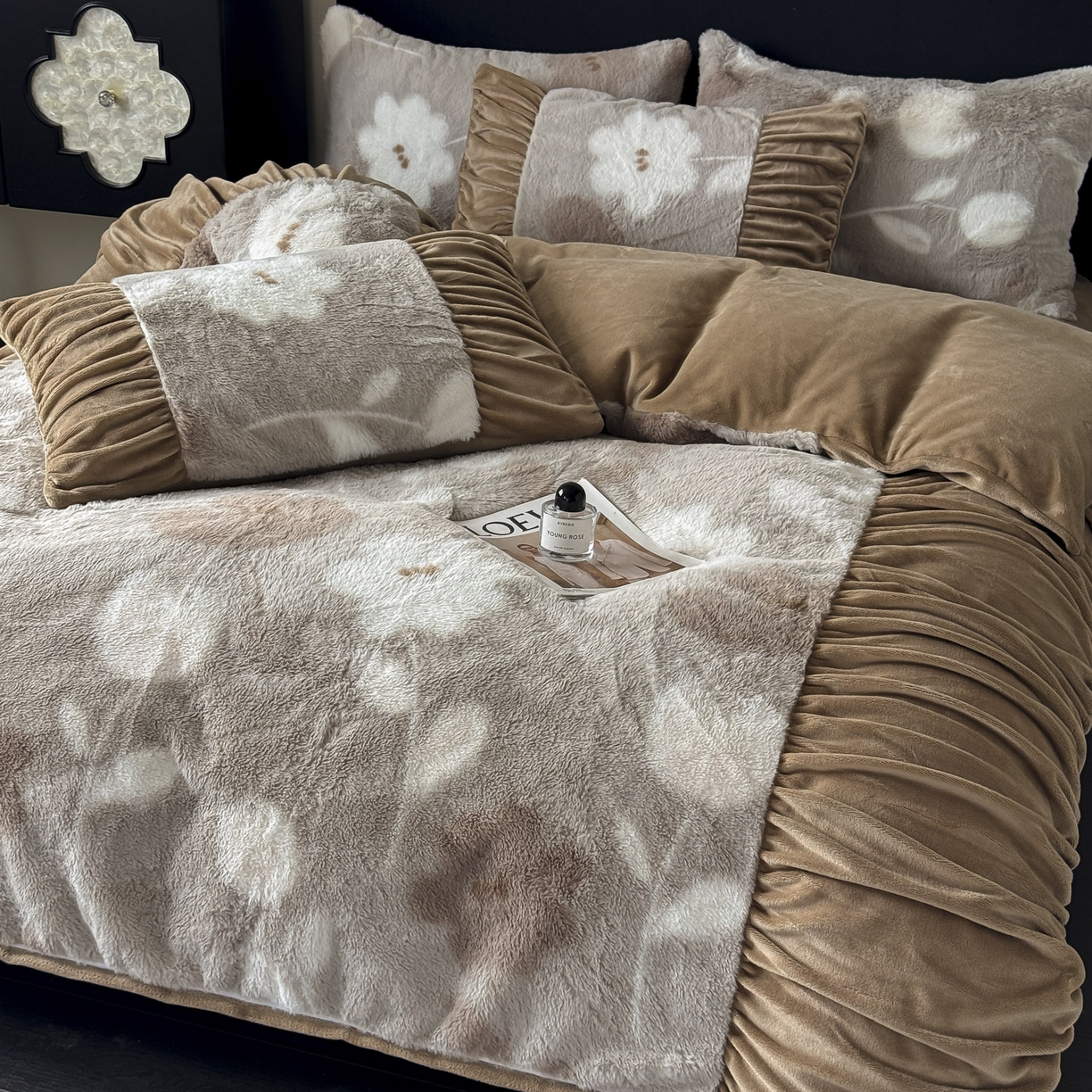 91家纺网 家纺一手货源 找家纺 新印象 2025新款复古法式兔毛绒保暖四件套 复古法式-芙微