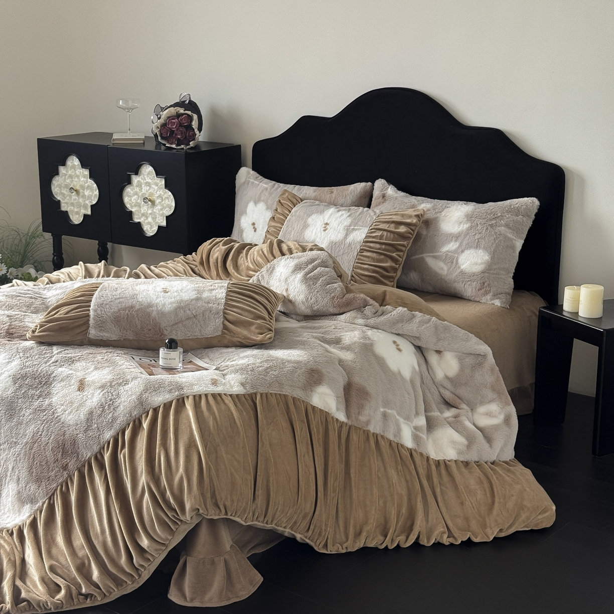 91家纺网 家纺一手货源 找家纺 新印象 2025新款复古法式兔毛绒保暖四件套 复古法式-芙微