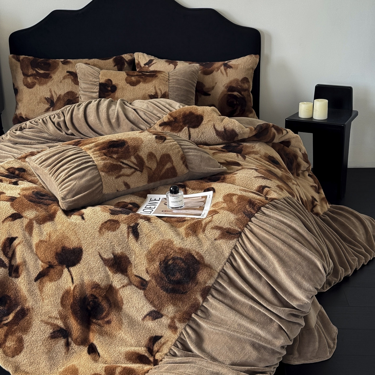 91家纺网 家纺一手货源 找家纺 新印象 2025新款复古法式兔毛绒保暖四件套 复古法式-花优