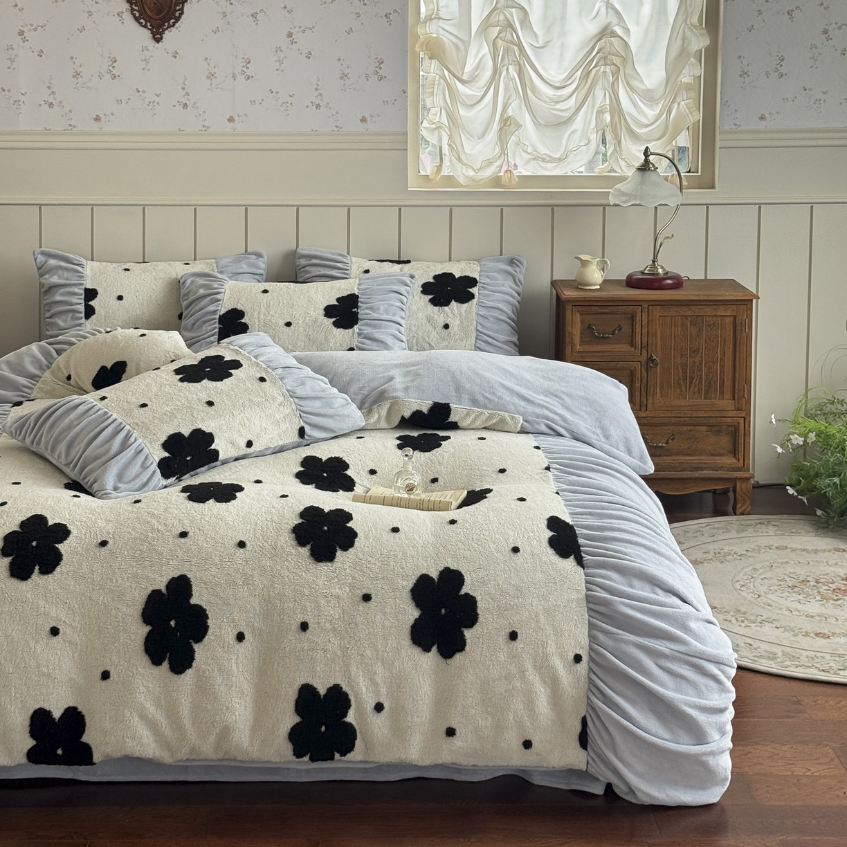 91家纺网 家纺一手货源 找家纺 新印象 2025新款法式阳离子绒保暖床盖四件套 慕朵