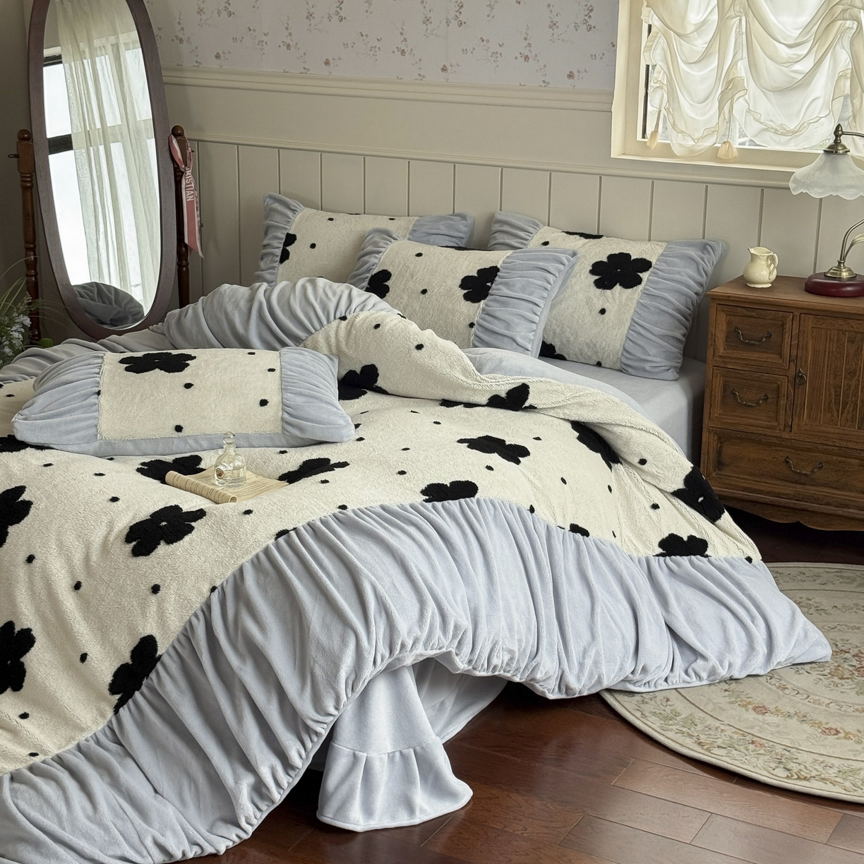 91家纺网 家纺一手货源 找家纺 新印象 2025新款法式阳离子绒保暖床盖四件套 慕朵