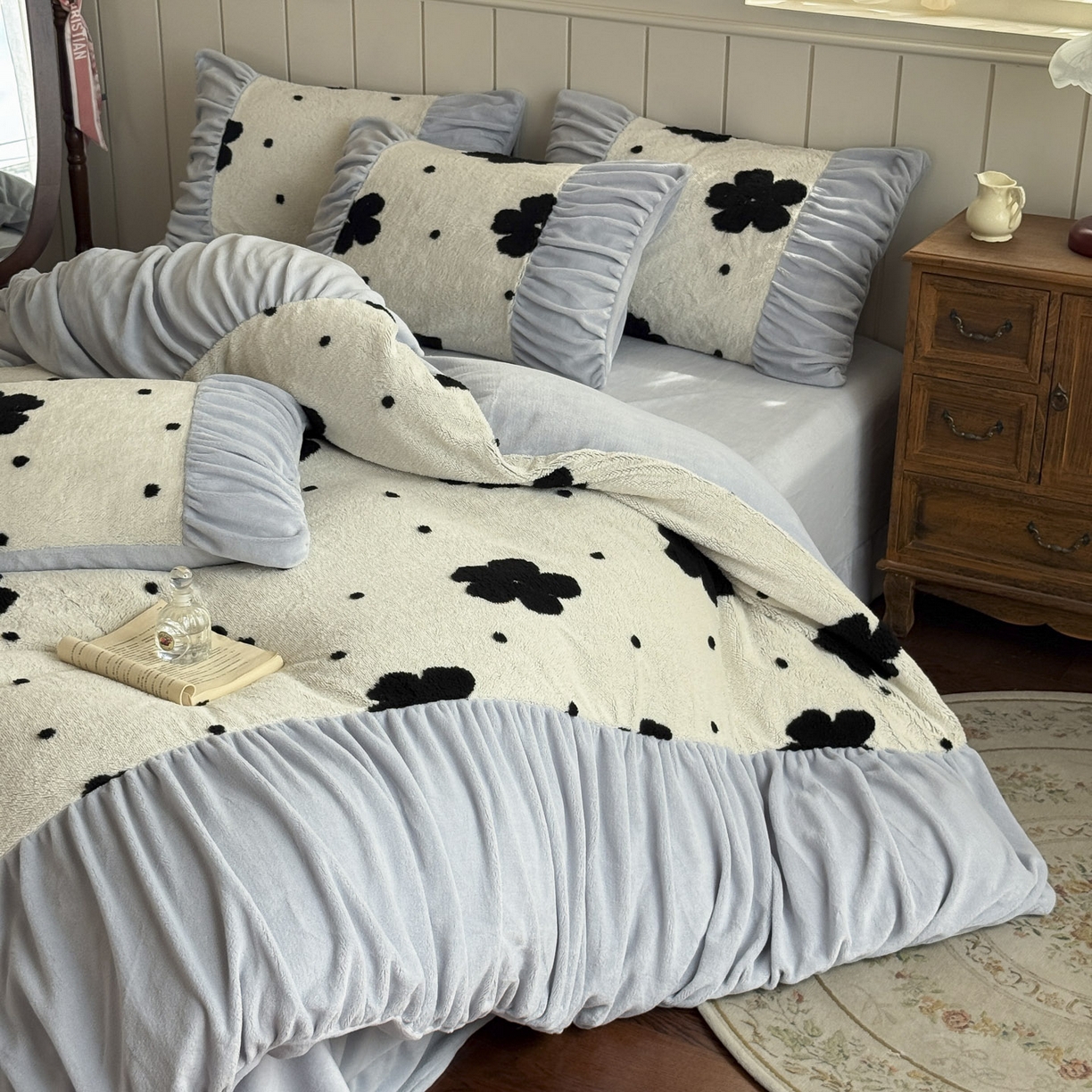 91家纺网 家纺一手货源 找家纺 新印象 2025新款法式阳离子绒保暖床盖四件套 慕朵