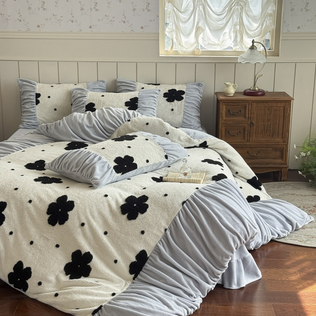 91家纺网 家纺一手货源 找家纺 新印象 2025新款法式阳离子绒保暖床盖四件套 慕朵