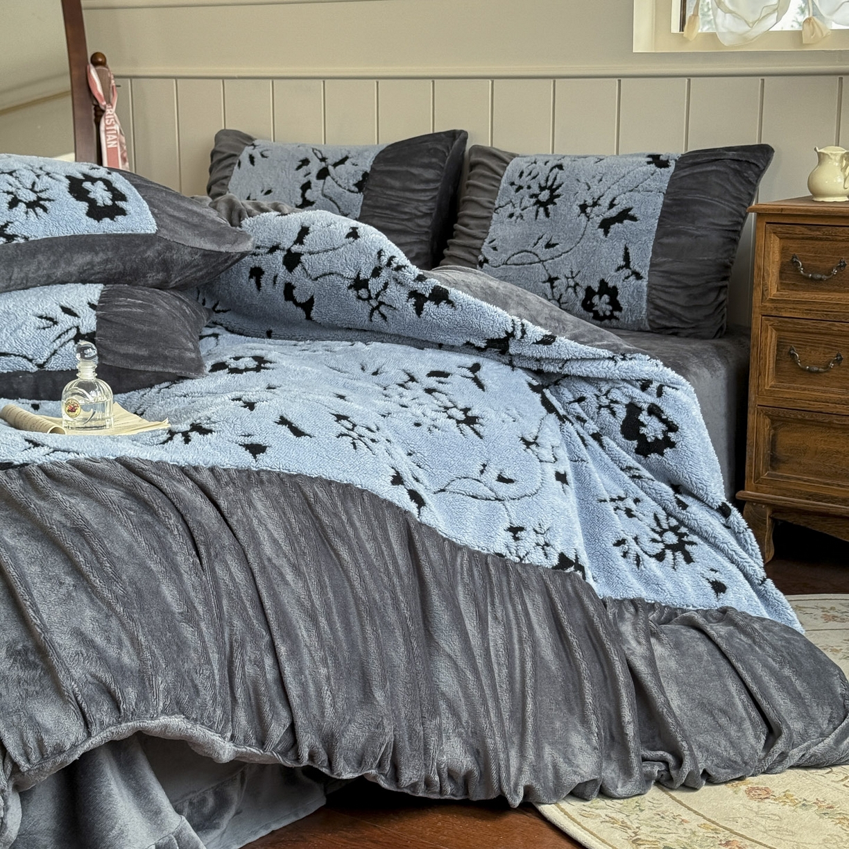 91家纺网 家纺一手货源 找家纺 新印象 2025新款法式阳离子绒保暖床盖四件套 缇娜