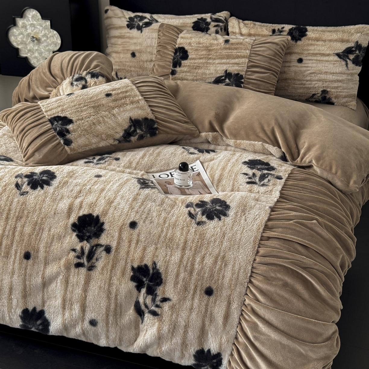 91家纺网 家纺一手货源 找家纺 新印象 2025新款复古法式兔毛绒保暖四件套 复古法式-蔓朵