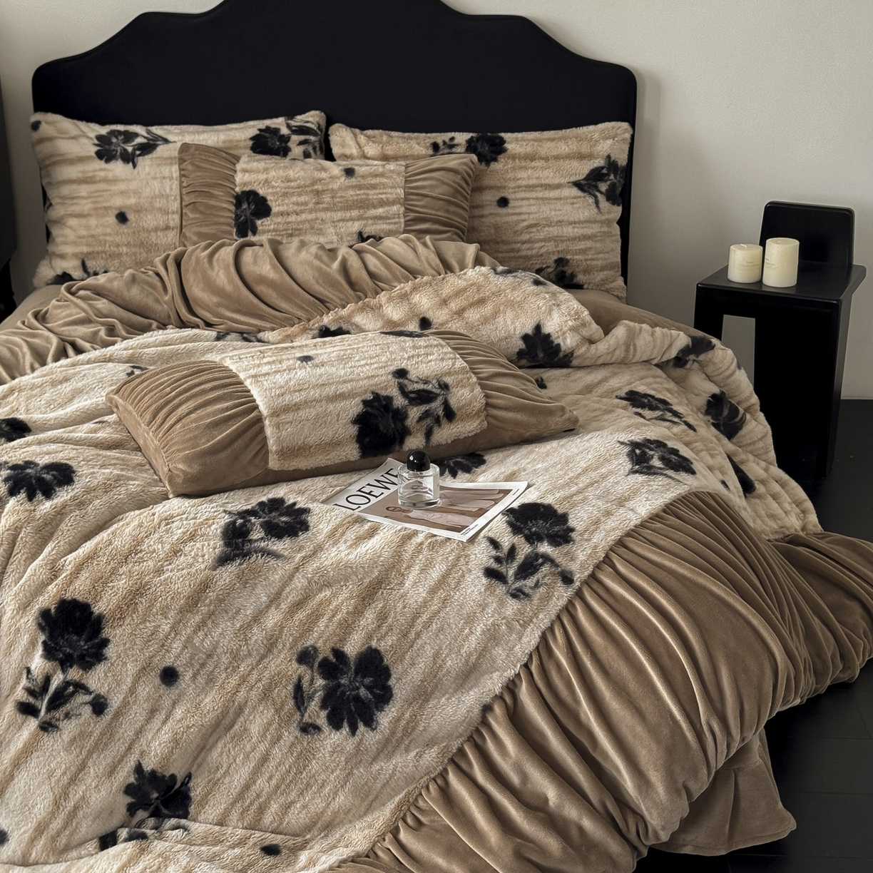 91家纺网 家纺一手货源 找家纺 新印象 2025新款复古法式兔毛绒保暖四件套 复古法式-蔓朵