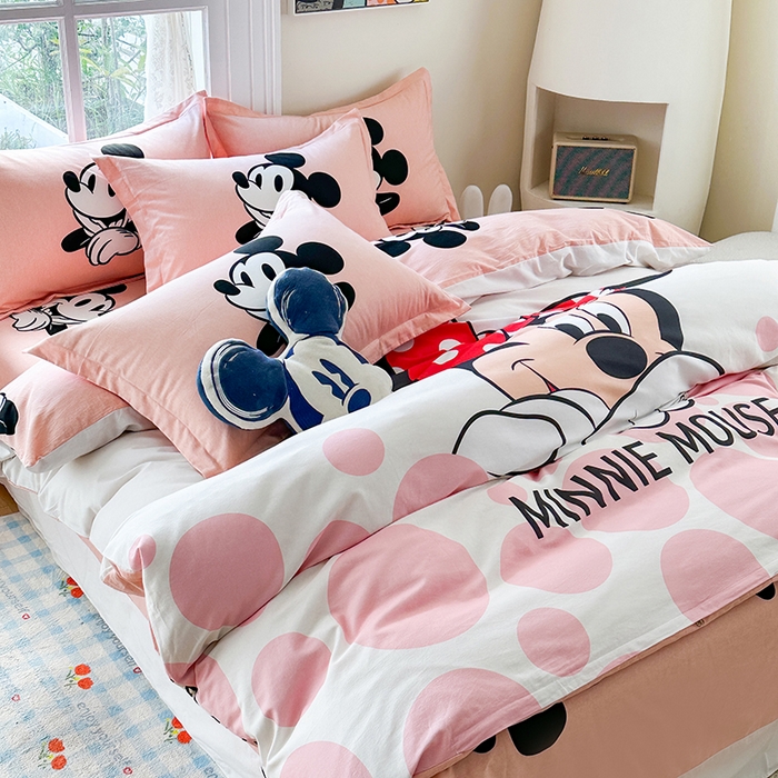 91家纺网 家纺一手货源 找家纺 眷恋家纺 2025秋冬加厚全棉生态磨毛卡通三件套四件套 梨涡圆点