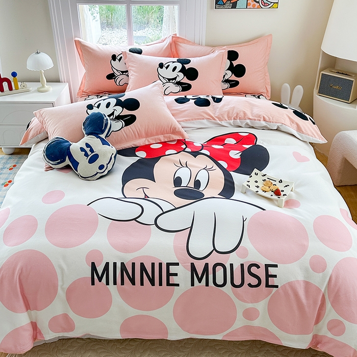 91家纺网 家纺一手货源 找家纺 眷恋家纺 2025秋冬加厚全棉生态磨毛卡通三件套四件套 梨涡圆点