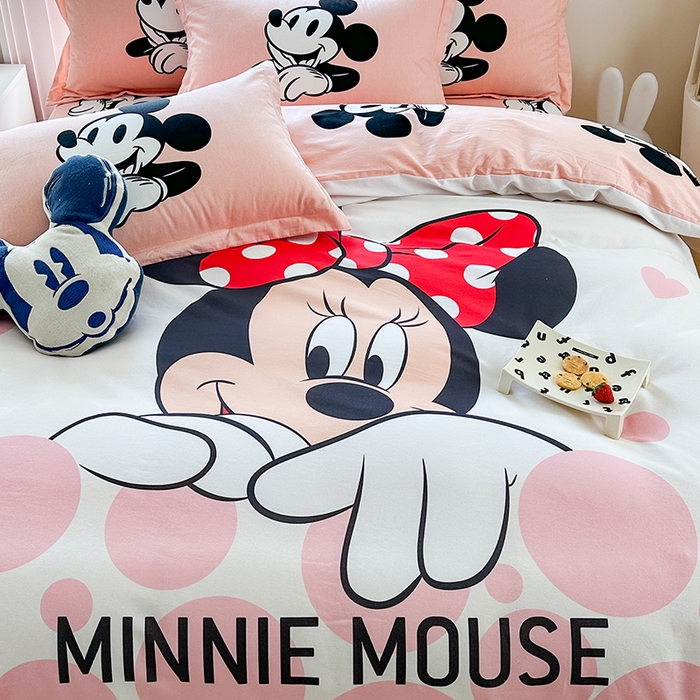 91家纺网 家纺一手货源 找家纺 眷恋家纺 2025秋冬加厚全棉生态磨毛卡通三件套四件套 梨涡圆点