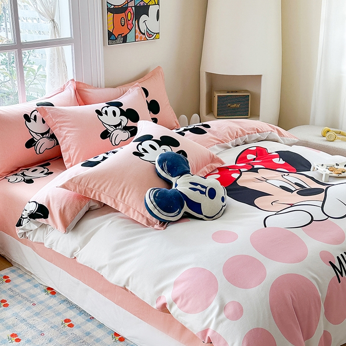 91家纺网 家纺一手货源 找家纺 眷恋家纺 2025秋冬加厚全棉生态磨毛卡通三件套四件套 梨涡圆点