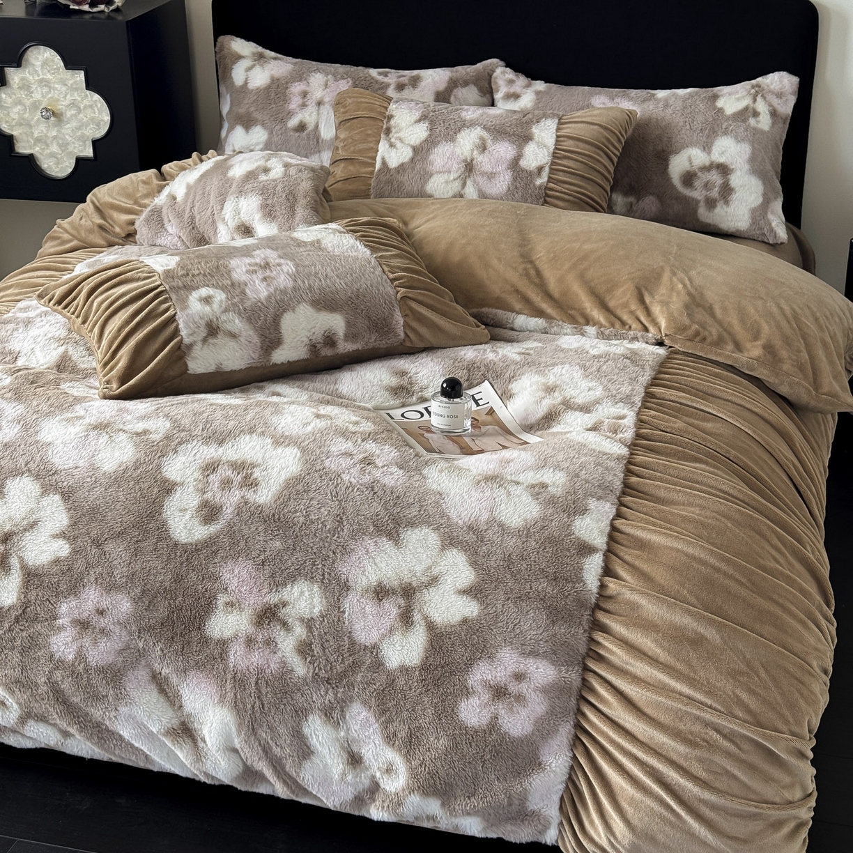 91家纺网 家纺一手货源 找家纺 新印象 2025新款复古法式兔毛绒保暖四件套 复古法式-浅栀