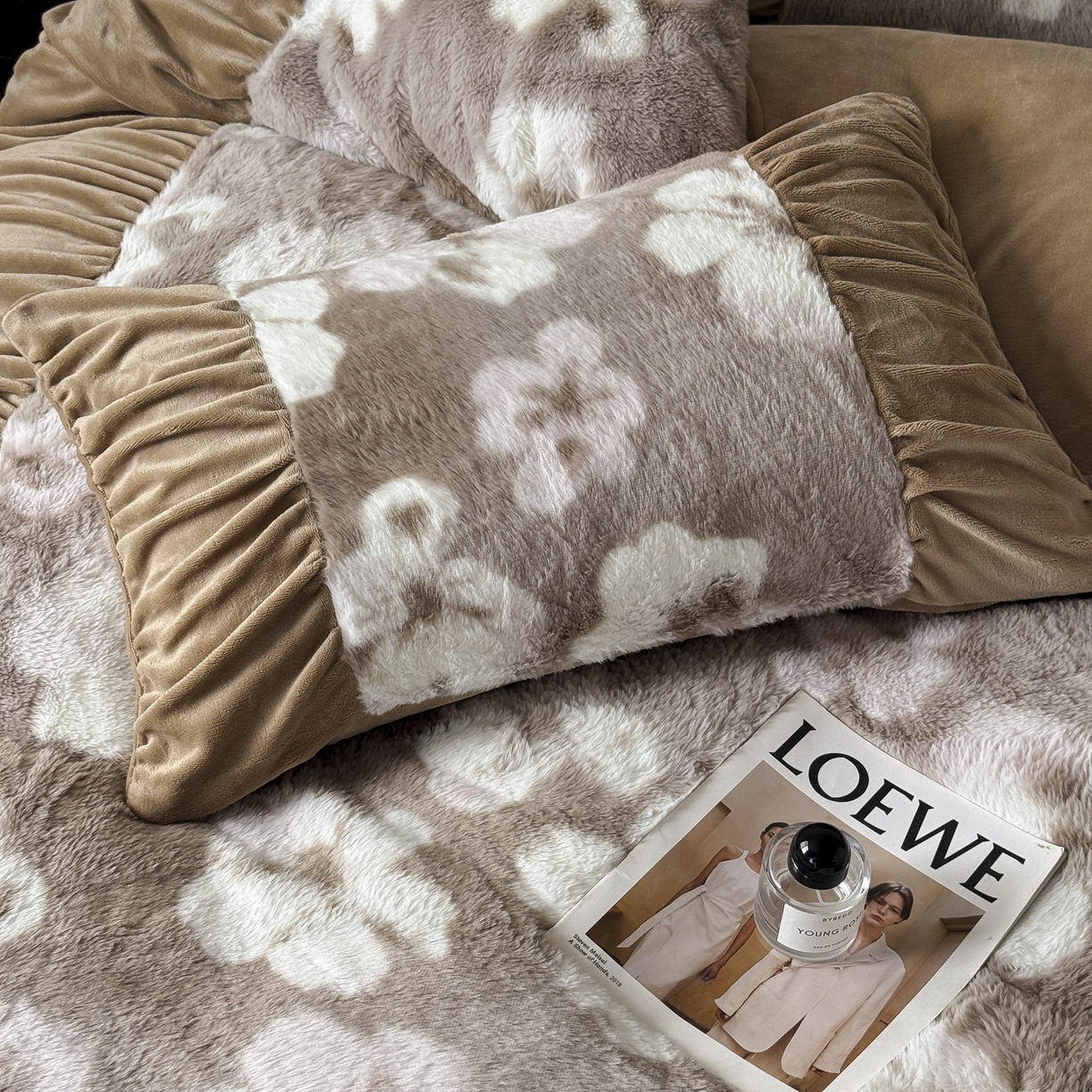 91家纺网 家纺一手货源 找家纺 新印象 2025新款复古法式兔毛绒保暖四件套 复古法式-浅栀