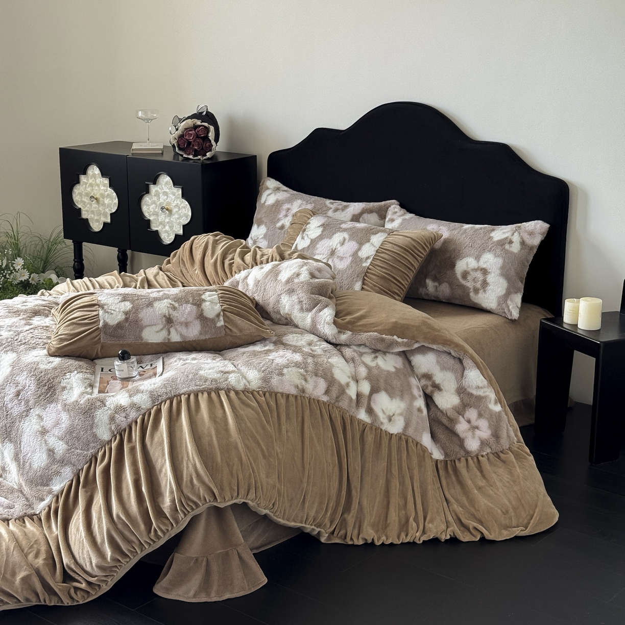 91家纺网 家纺一手货源 找家纺 新印象 2025新款复古法式兔毛绒保暖四件套 复古法式-浅栀