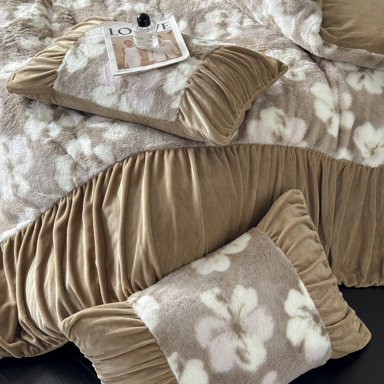 91家纺网 家纺一手货源 找家纺 新印象 2025新款复古法式兔毛绒保暖四件套 复古法式-浅栀